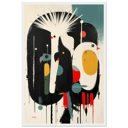 Modern Cockatoo Bird Art Poster Print - Framed Tropical Mid- Century Wall Decor White Wood Frame 40x60 cm 16x24″ Premium Matte Framed Poster