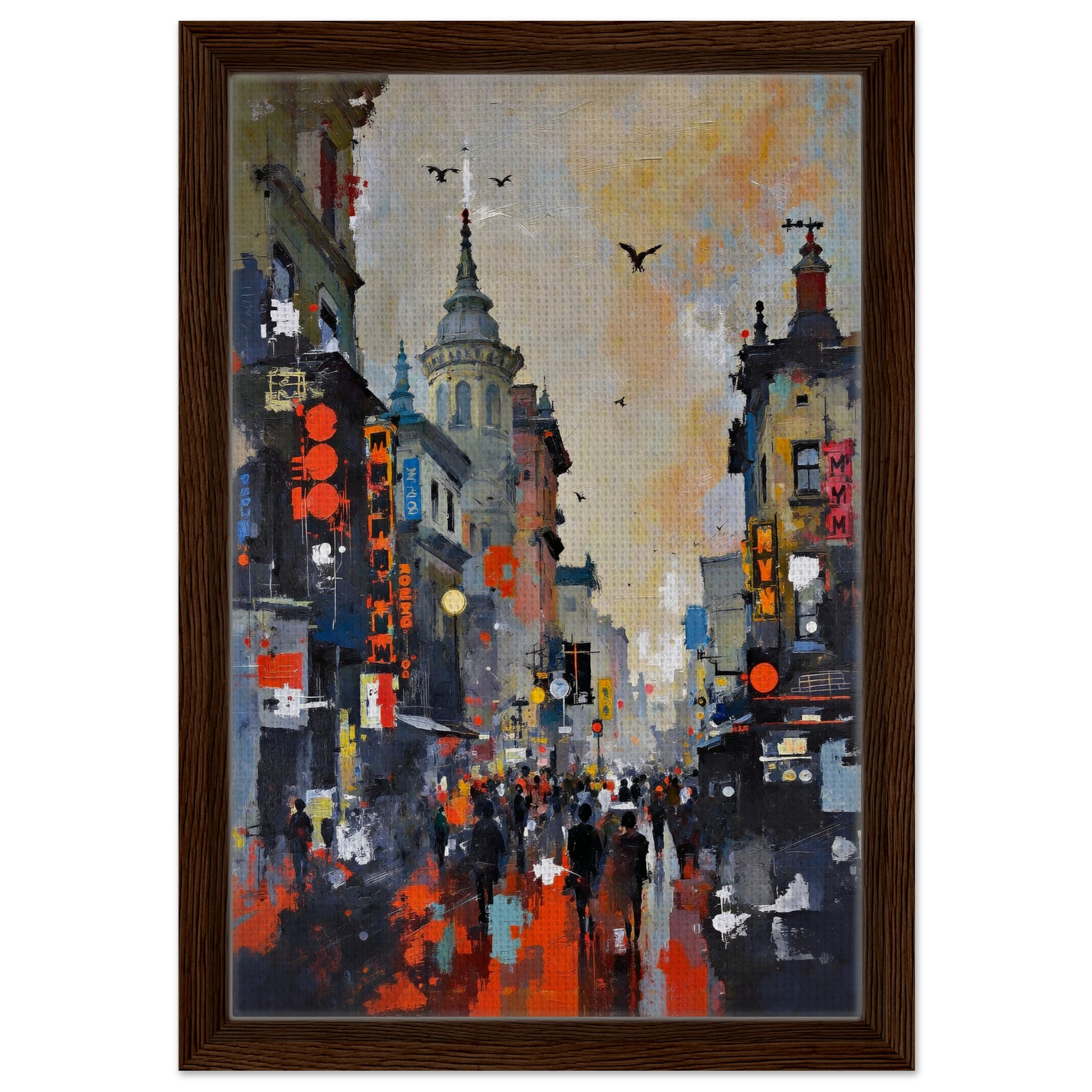 Gothic City Street Art Print - European Cityscape