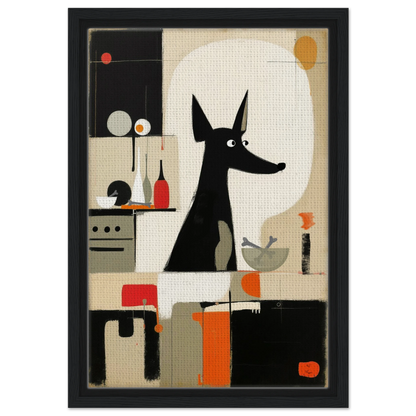 Modern Quirky Dog Lover Art Print Black Wood Frame 30x45 cm 12x18″ Framed Canvas