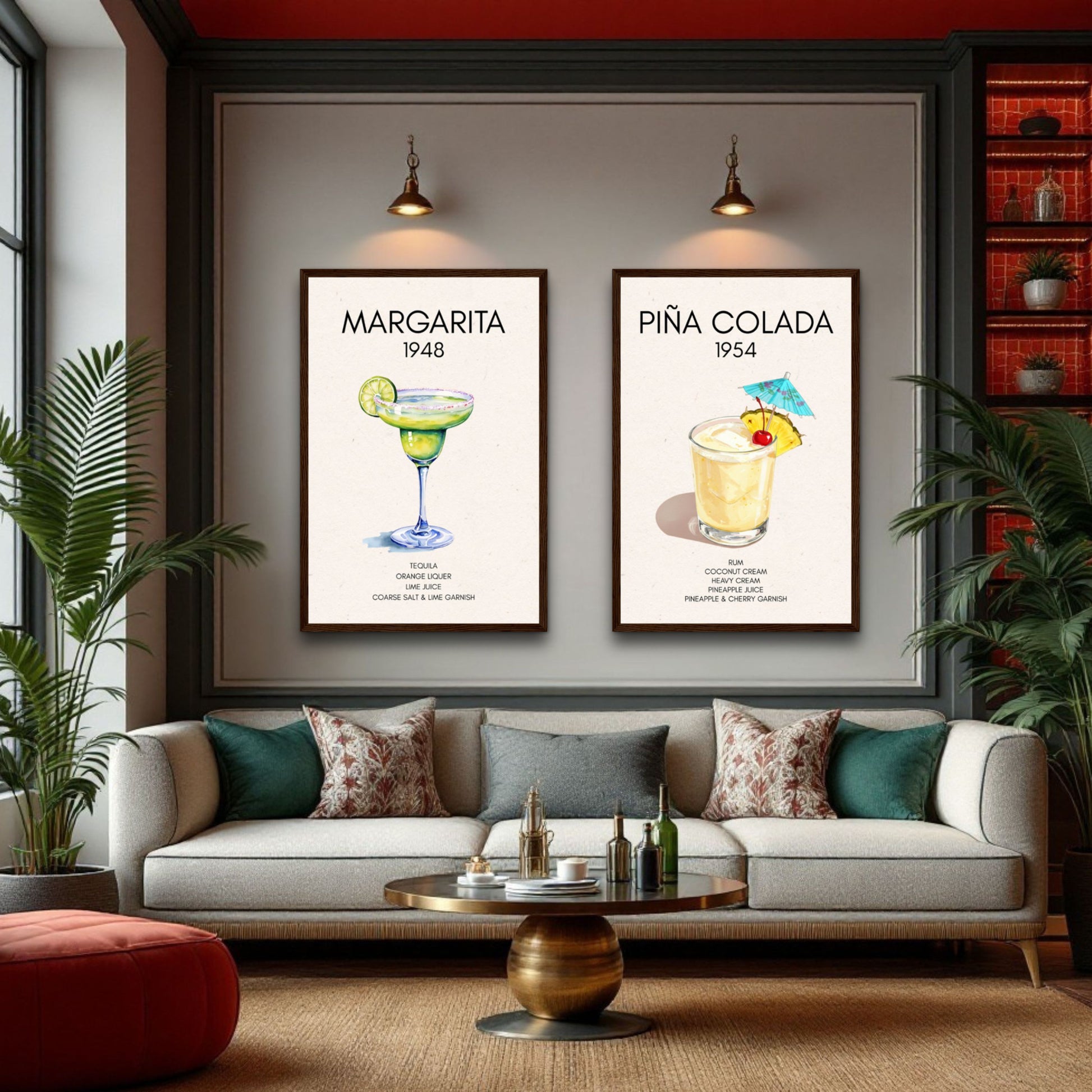 Pina Colada Cocktail Bar Poster Print Black Wood Frame 30x45 cm 12x18″ Framed Canvas