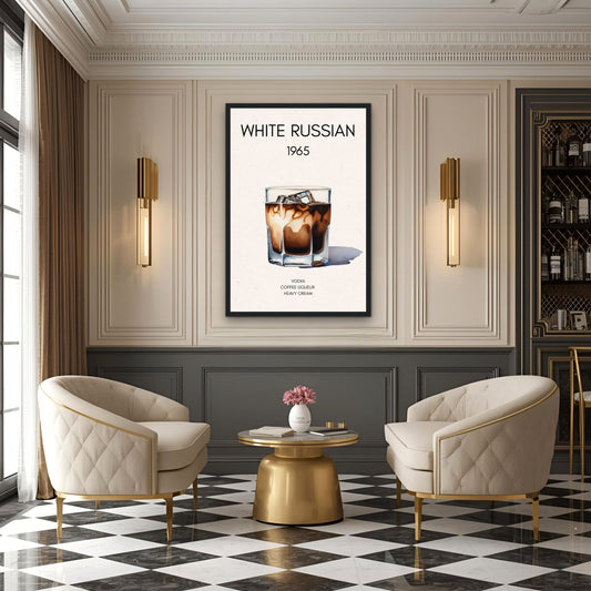 White Russian Cocktail Bar Art Print