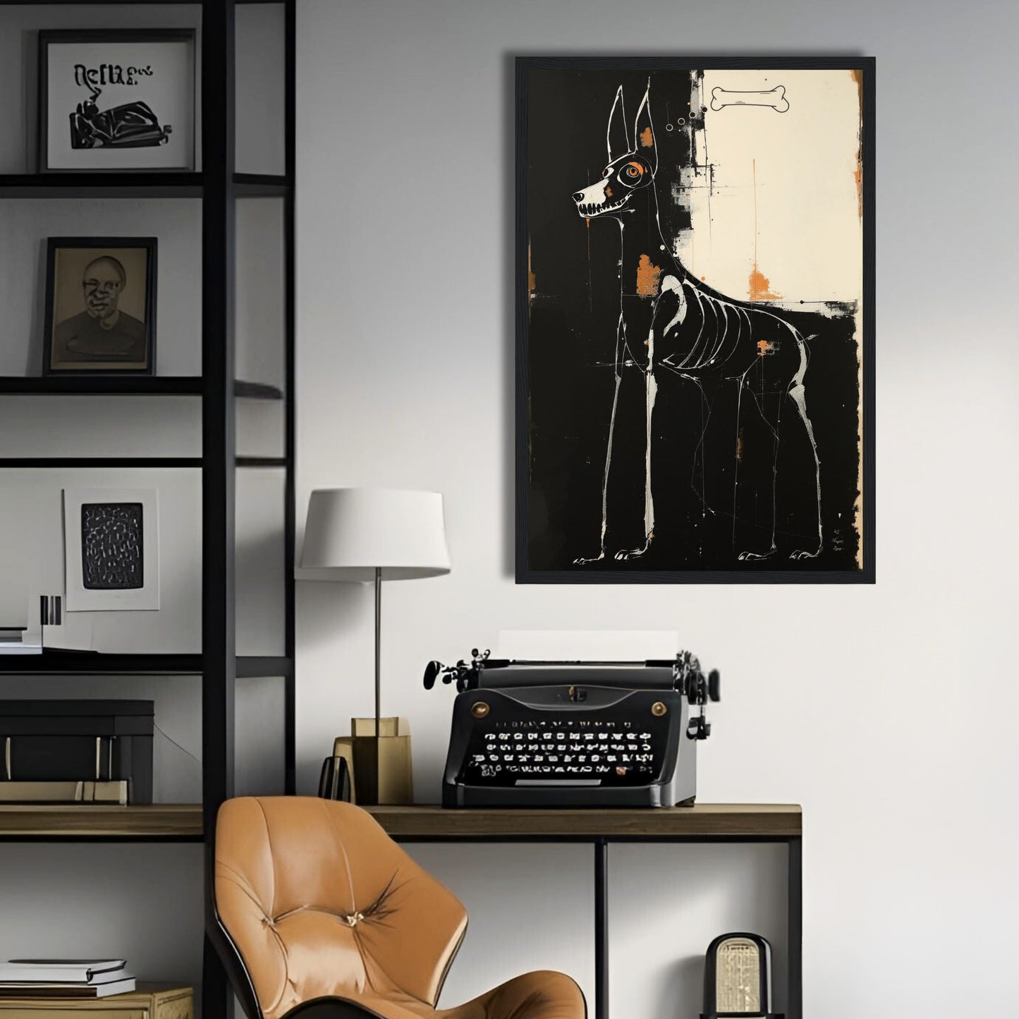 X-ray Skeleton Dog Abstract Art Poster Print