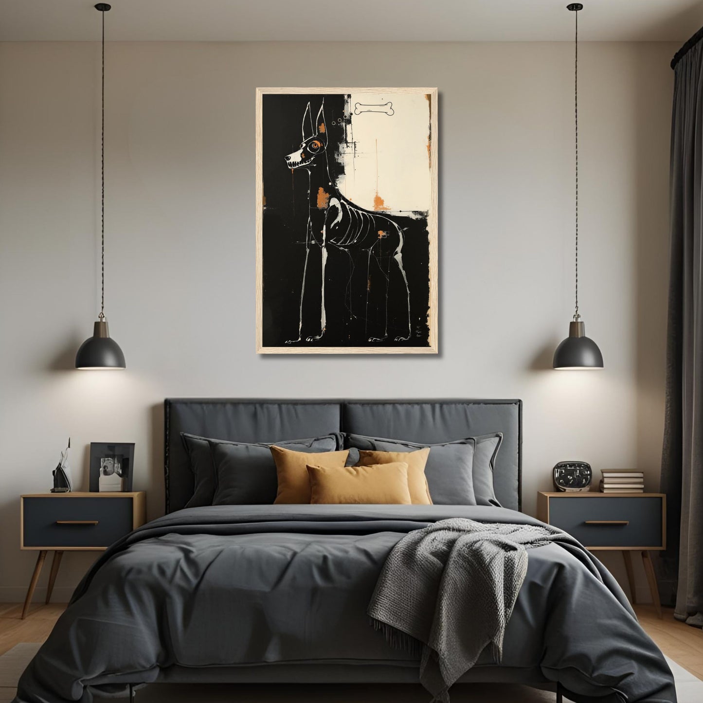 X-ray Skeleton Dog Abstract Art Poster Print