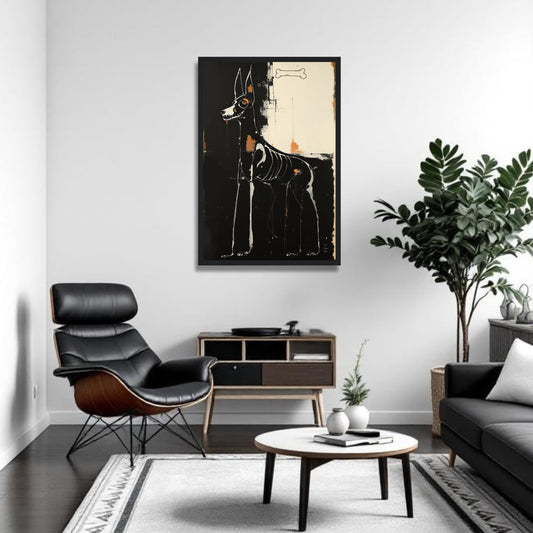 X-ray Skeleton Dog Abstract Art Poster Print