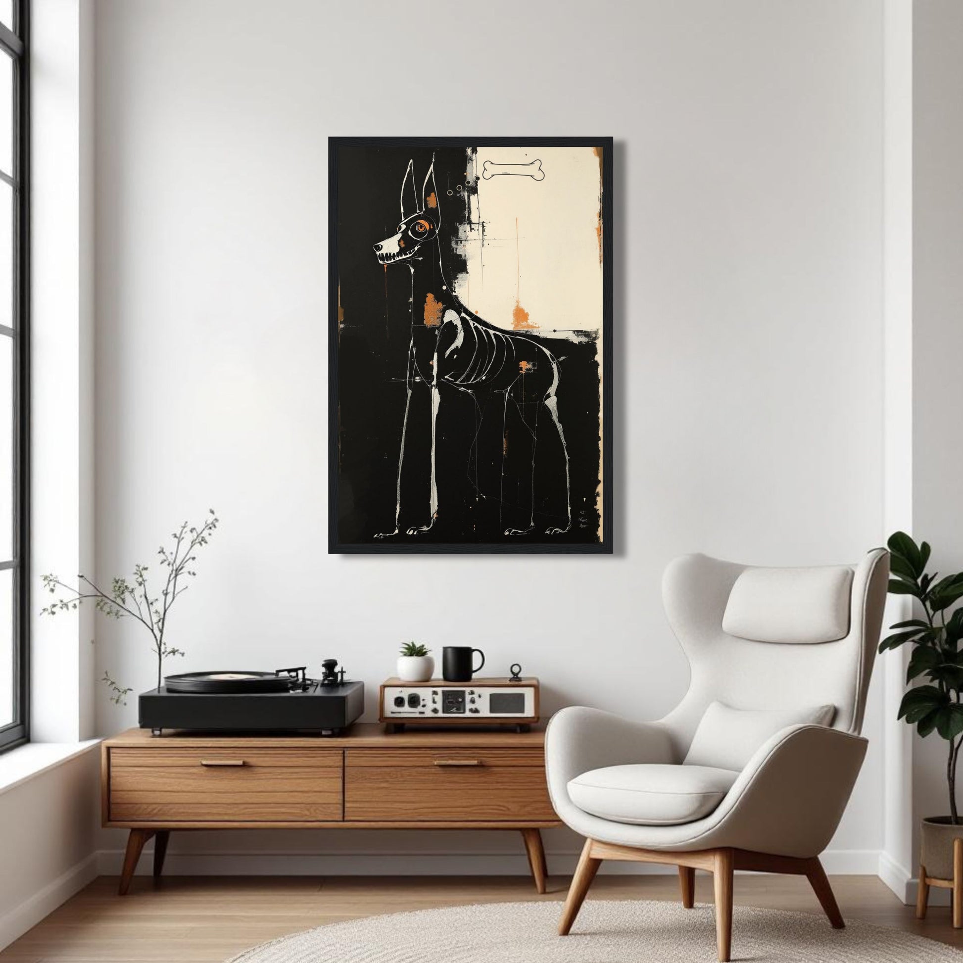 X-ray Skeleton Dog Abstract Art Poster Print