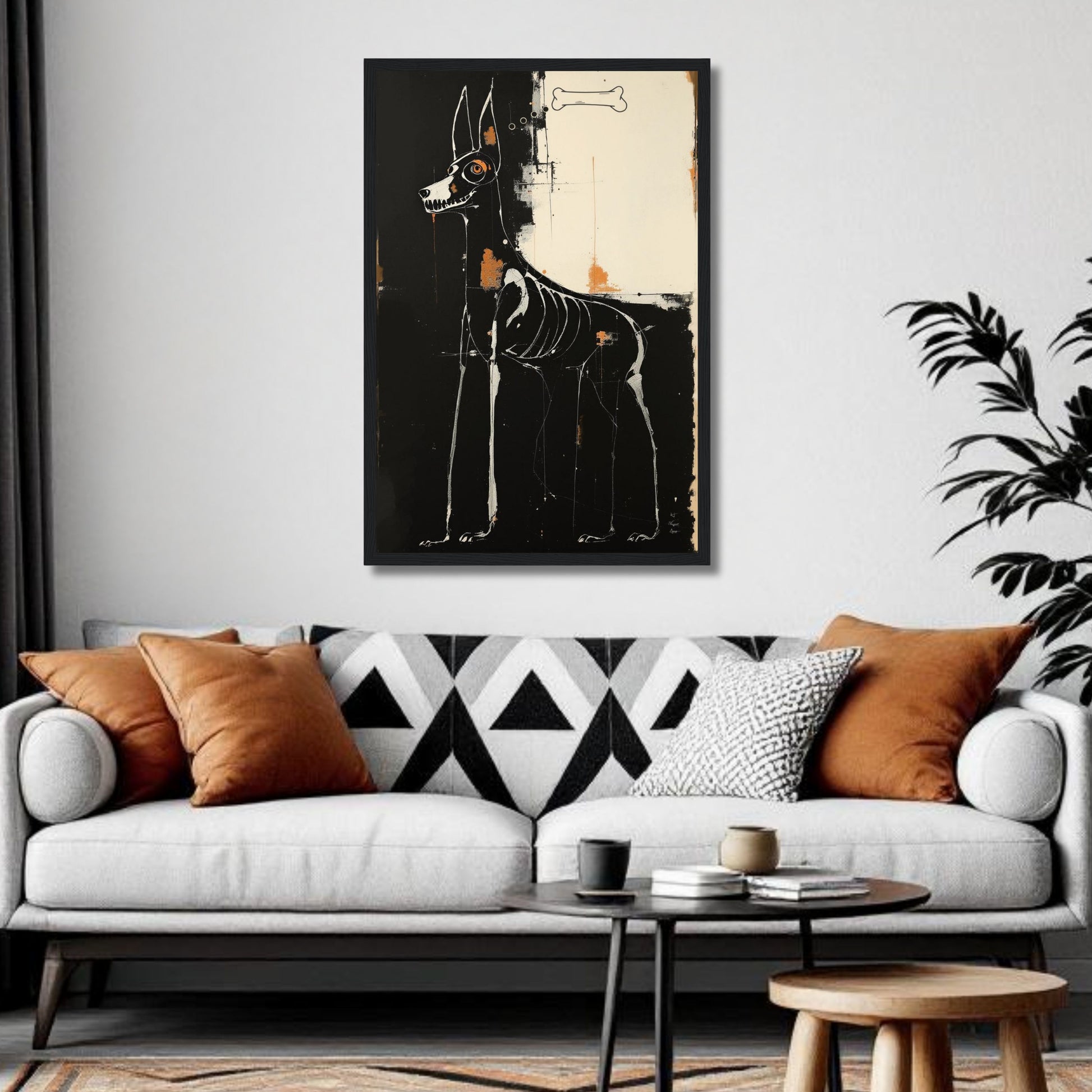 X-ray Skeleton Dog Abstract Art Poster Print