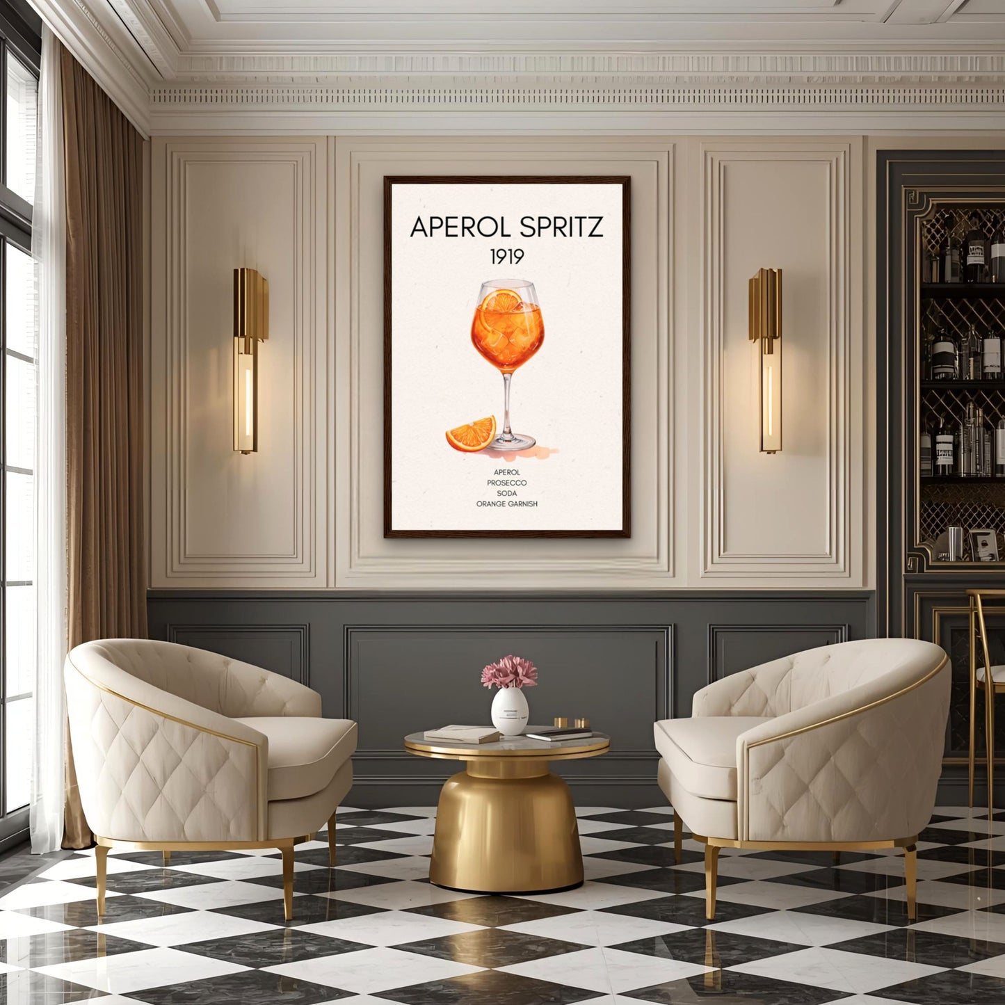 Aperol Spritz Cocktail Bar Poster Print Light Wood Frame 60x90 cm 24x36″ Classic Matte Paper Wooden Framed Poster