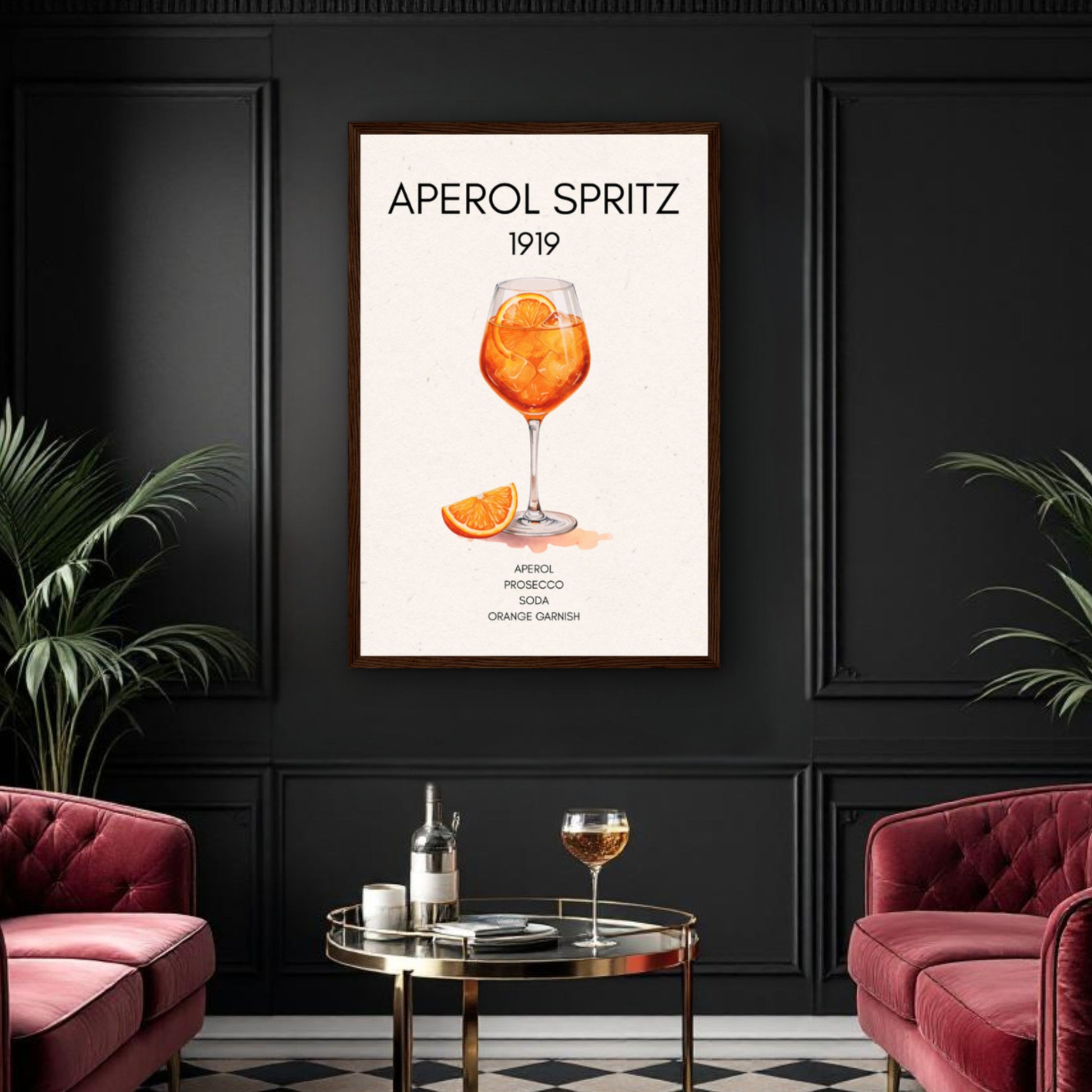Aperol Spritz Cocktail Bar Poster Print