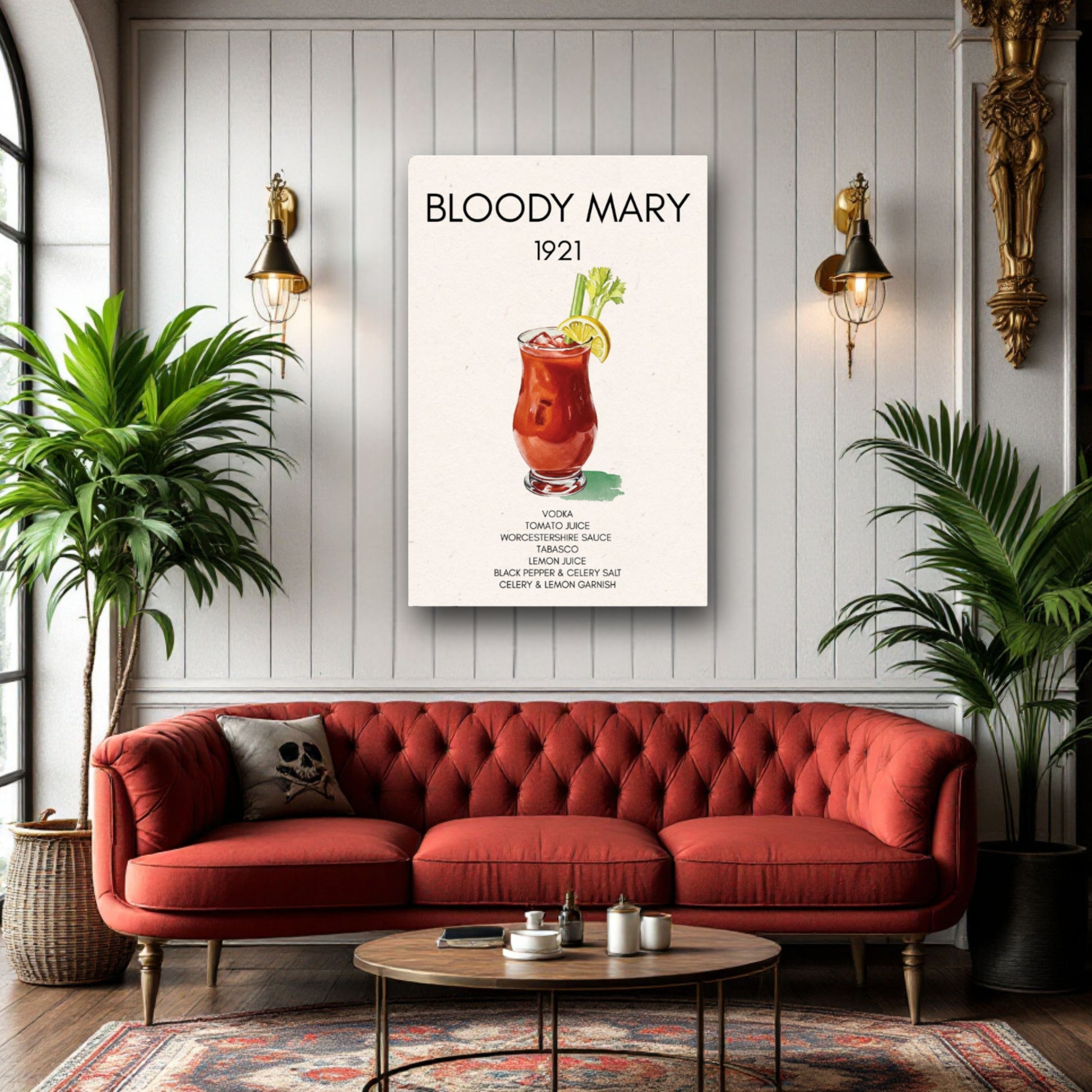 Bloody Mary Cocktail Bar Poster Print Dark Brown Wood 40x60 cm 16x24″ Museum-Quality Matte Paper Wooden Framed Poster