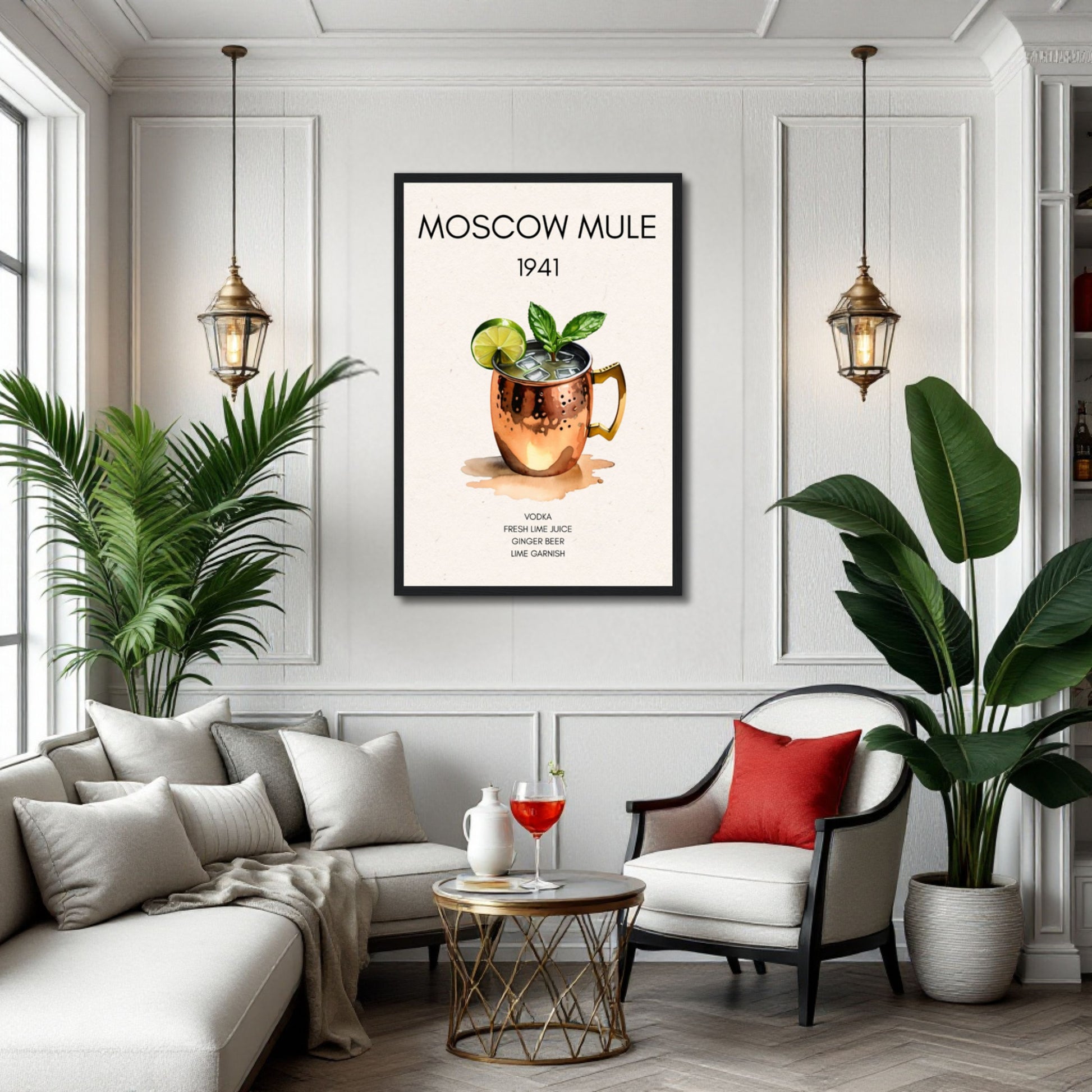 Moscow Mule Cocktail Bar Poster Print Black Wood Frame 30x45 cm 12x18″ Museum-Quality Matte Paper Wooden Framed Poster