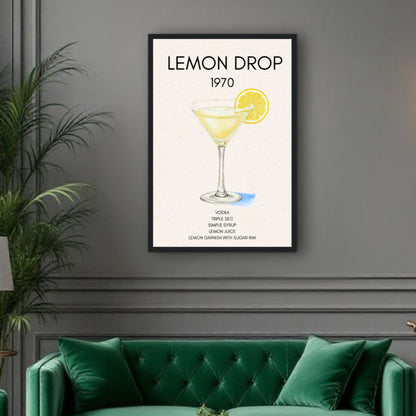 Lemon Drop Martini Cocktail Bar Art Print