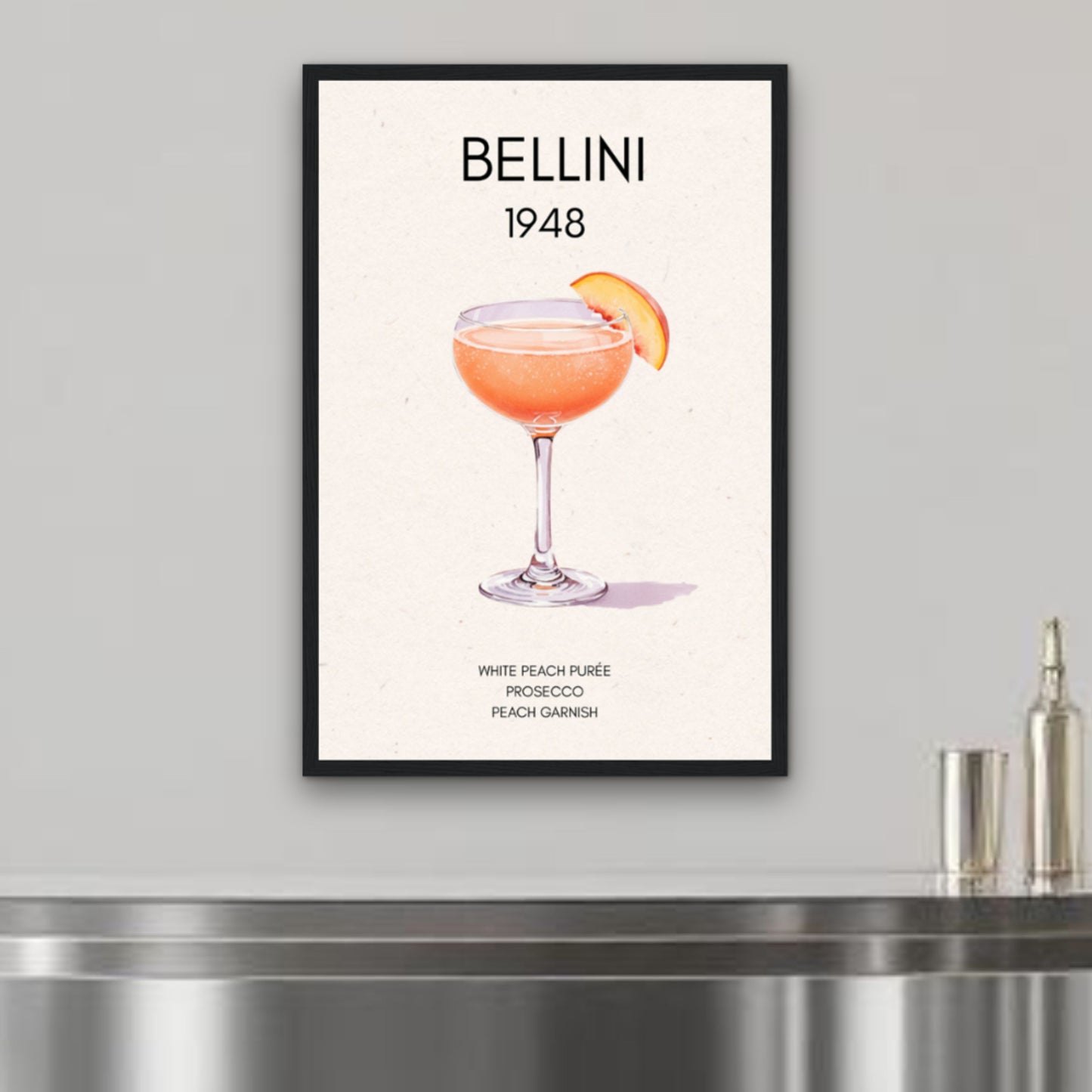 Italian Bellini Cocktail Bar Poster Print