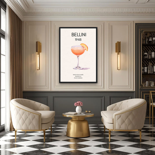 Italian Bellini Cocktail Bar Poster Print