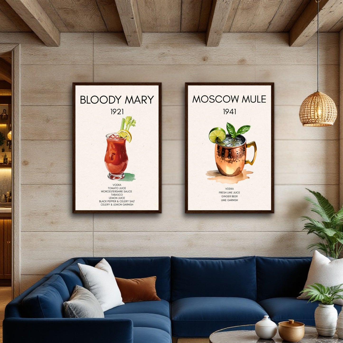 Moscow Mule Cocktail Bar Poster Print Black Wood Frame 30x45 cm 12x18″ Museum-Quality Matte Paper Wooden Framed Poster