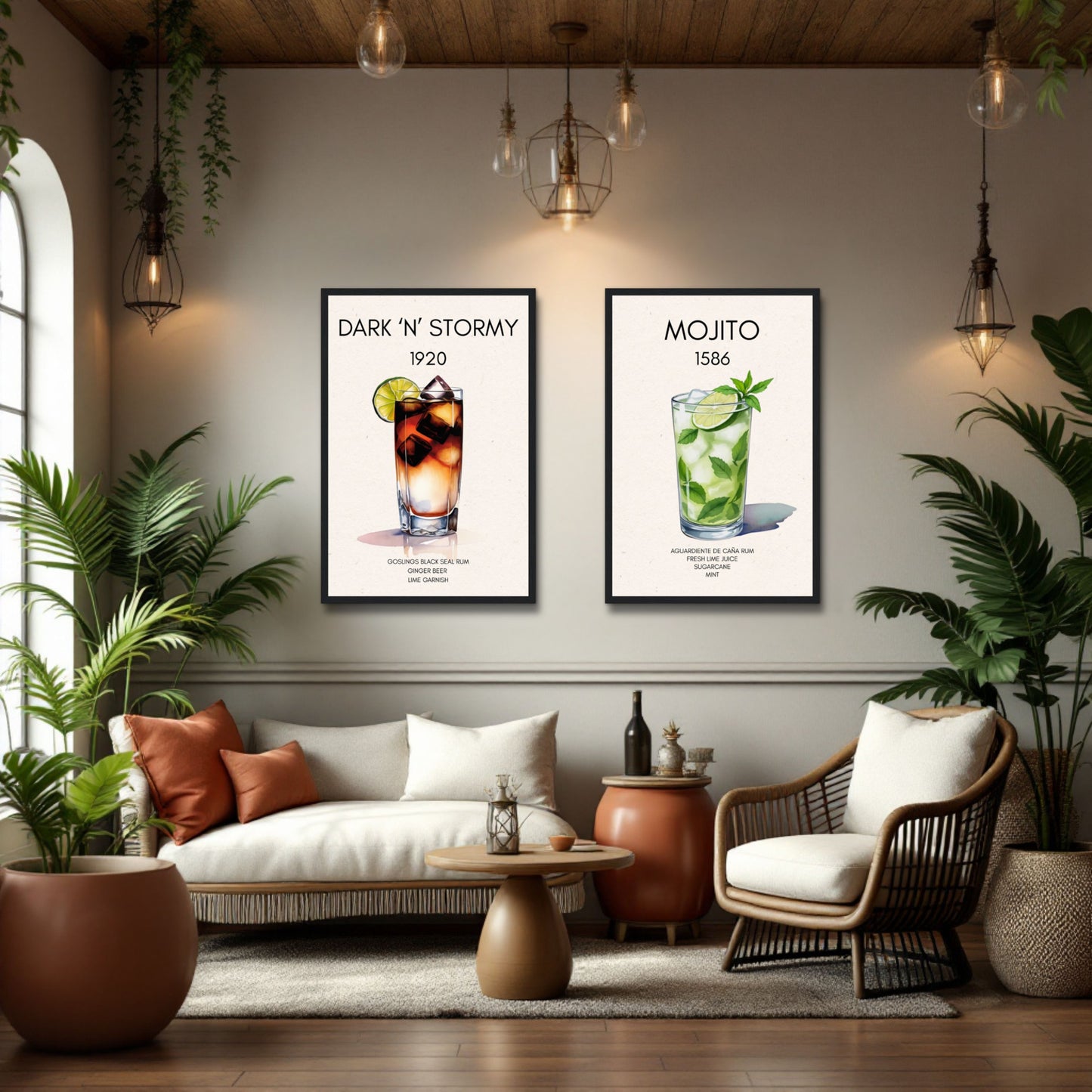 Dark n Stormy Cocktail Drink Bar Art Print Light Wood Frame 30x45 cm 12x18″ Premium Matte Paper Wooden Framed Poster