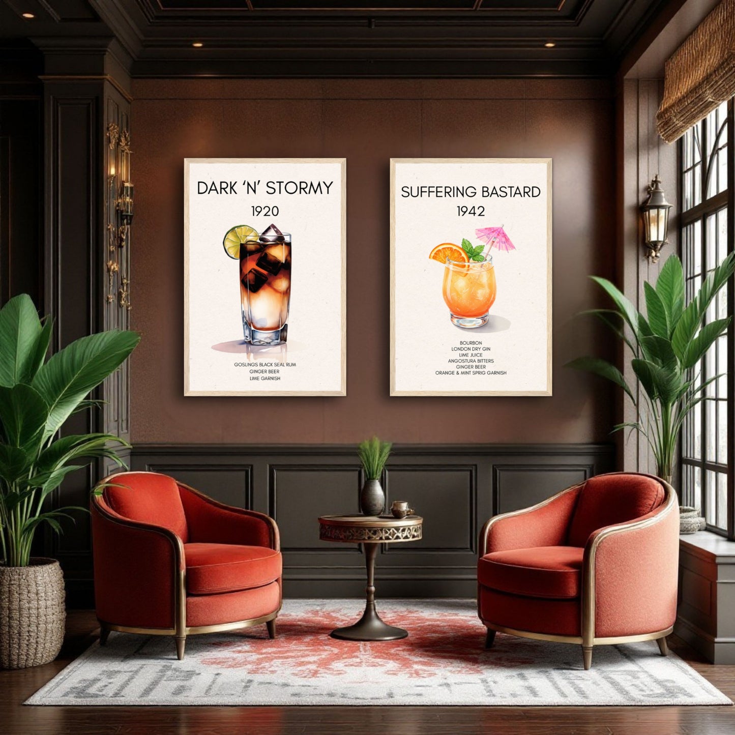 Dark n Stormy Cocktail Drink Bar Art Print Light Wood Frame 30x45 cm 12x18″ Premium Matte Paper Wooden Framed Poster