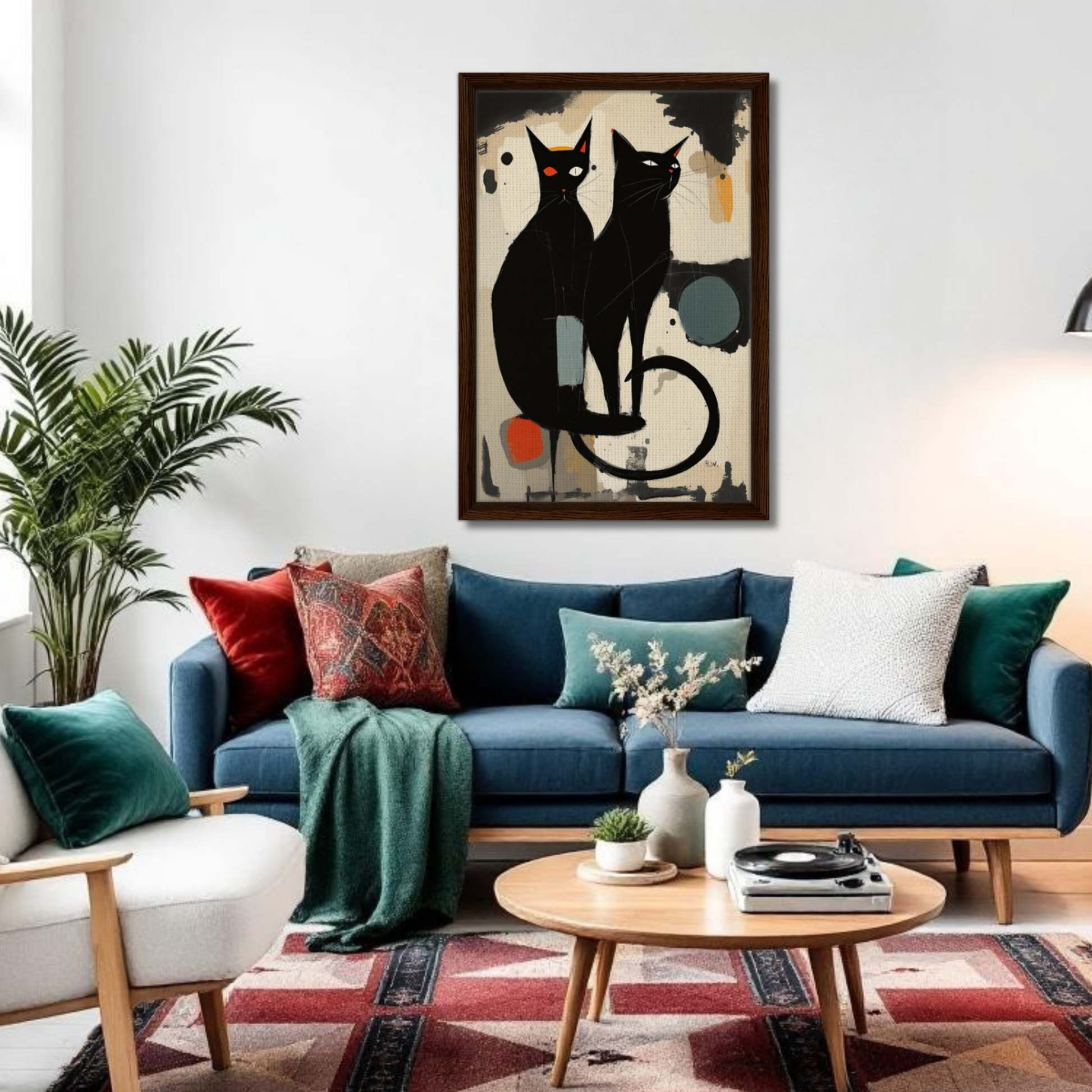 Abstract Crazy Cat Duo Art Print