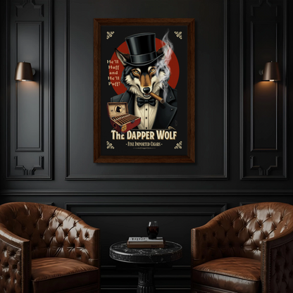 Smoking Wolf Speakeasy Cigar Art Print