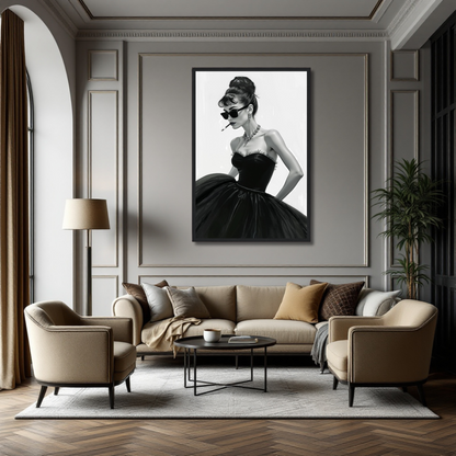 Audrey Hepburn Smoking Fashion Art Print