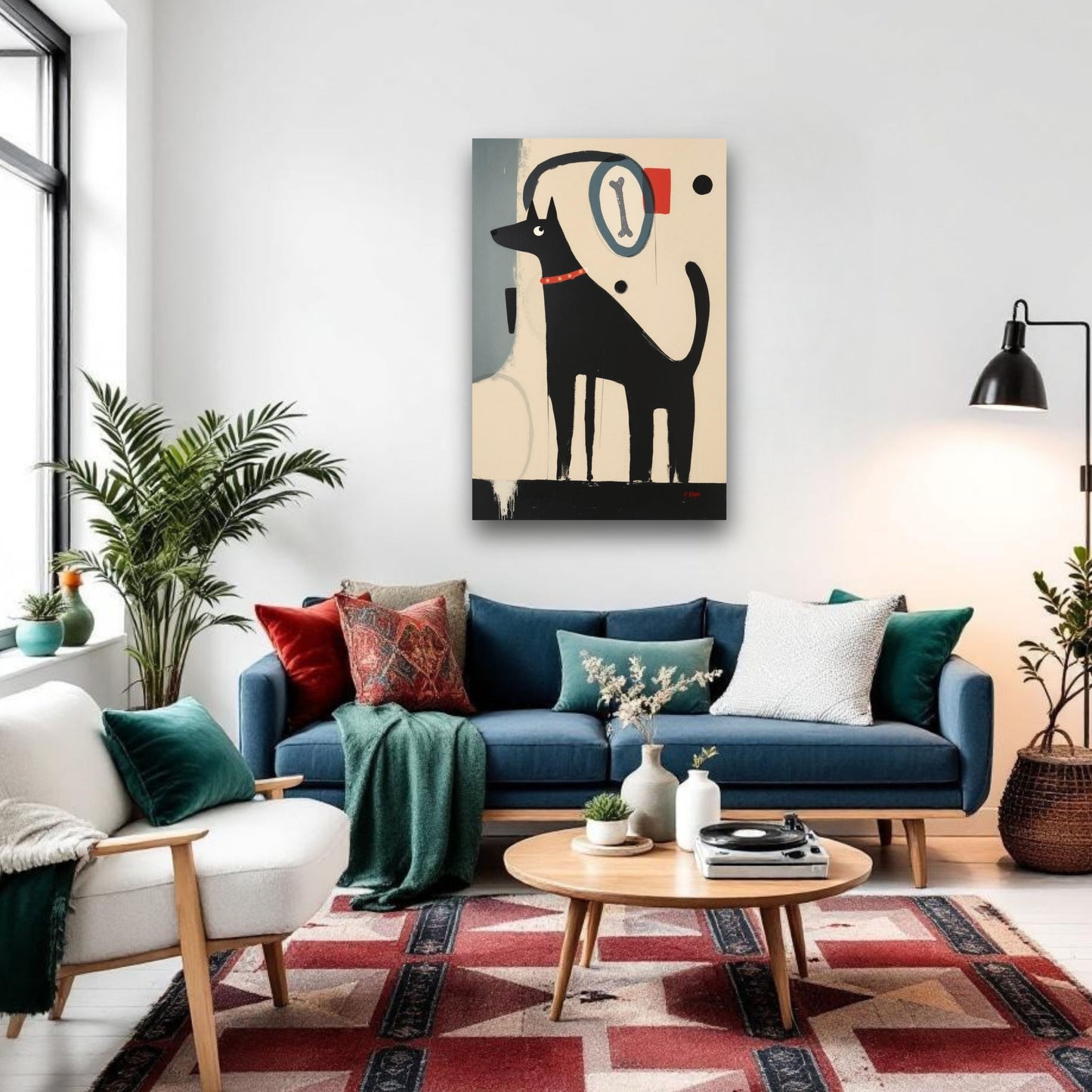 Quirky Modern Dog Art Print 30x45 cm 12x18″ Premium Matte Paper Wooden Framed Poster White Wood Frame