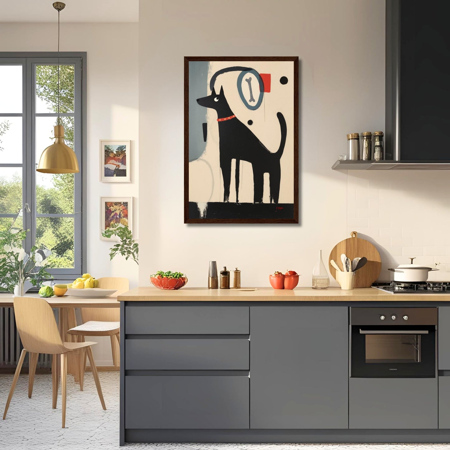 Quirky Modern Dog Art Print 30x45 cm 12x18″ Premium Matte Paper Wooden Framed Poster White Wood Frame