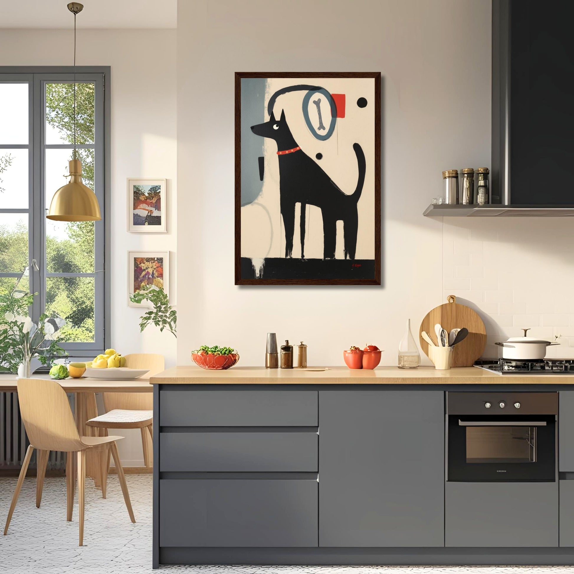 Quirky Modern Dog Art Print 30x45 cm 12x18″ Premium Matte Paper Wooden Framed Poster White Wood Frame