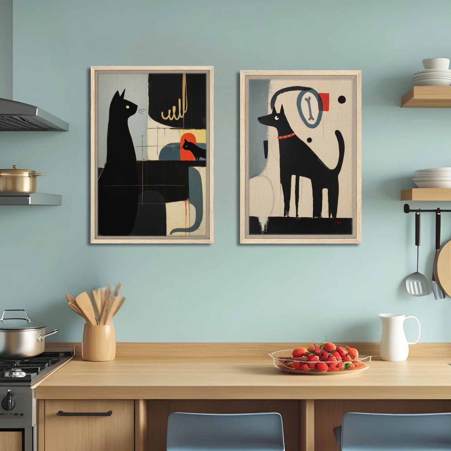 Quirky Modern Dog Art Print 30x45 cm 12x18″ Premium Matte Paper Wooden Framed Poster White Wood Frame