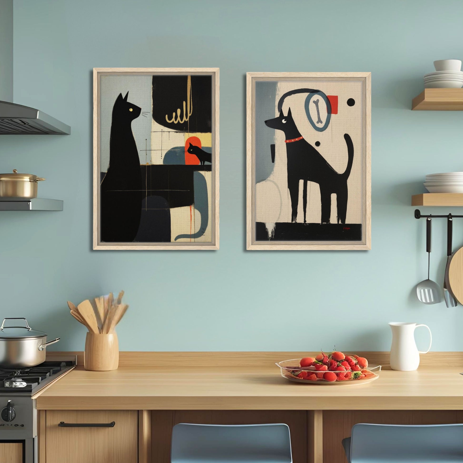 Quirky Modern Dog Art Print 30x45 cm 12x18″ Premium Matte Paper Wooden Framed Poster White Wood Frame