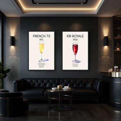 Kir Royale Champagne Cocktail Bar Art Print