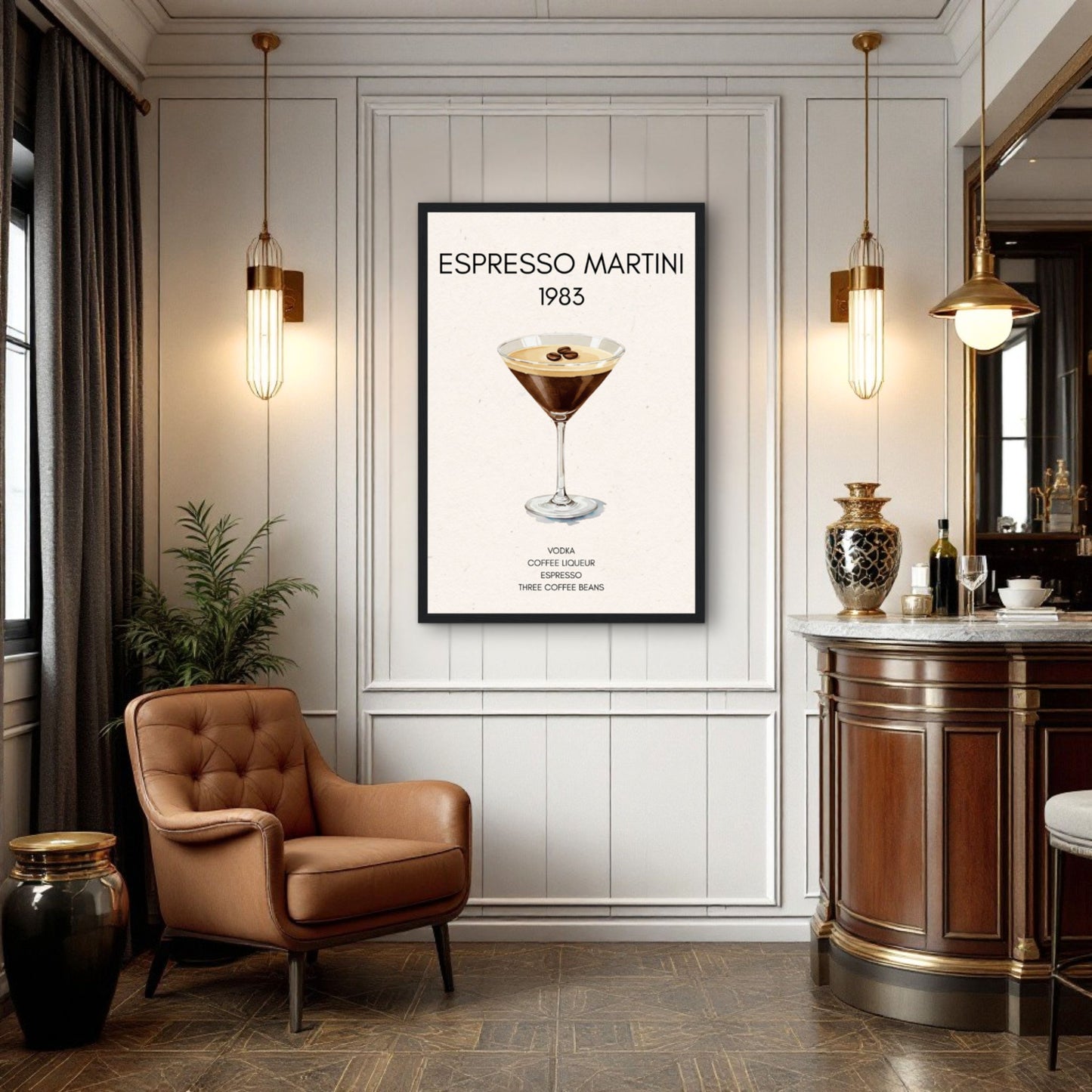 Espresso Martini Cocktail Bar Poster Print Black Wood Frame 30x45 cm 12x18″ Museum-Quality Matte Paper Wooden Framed Poster
