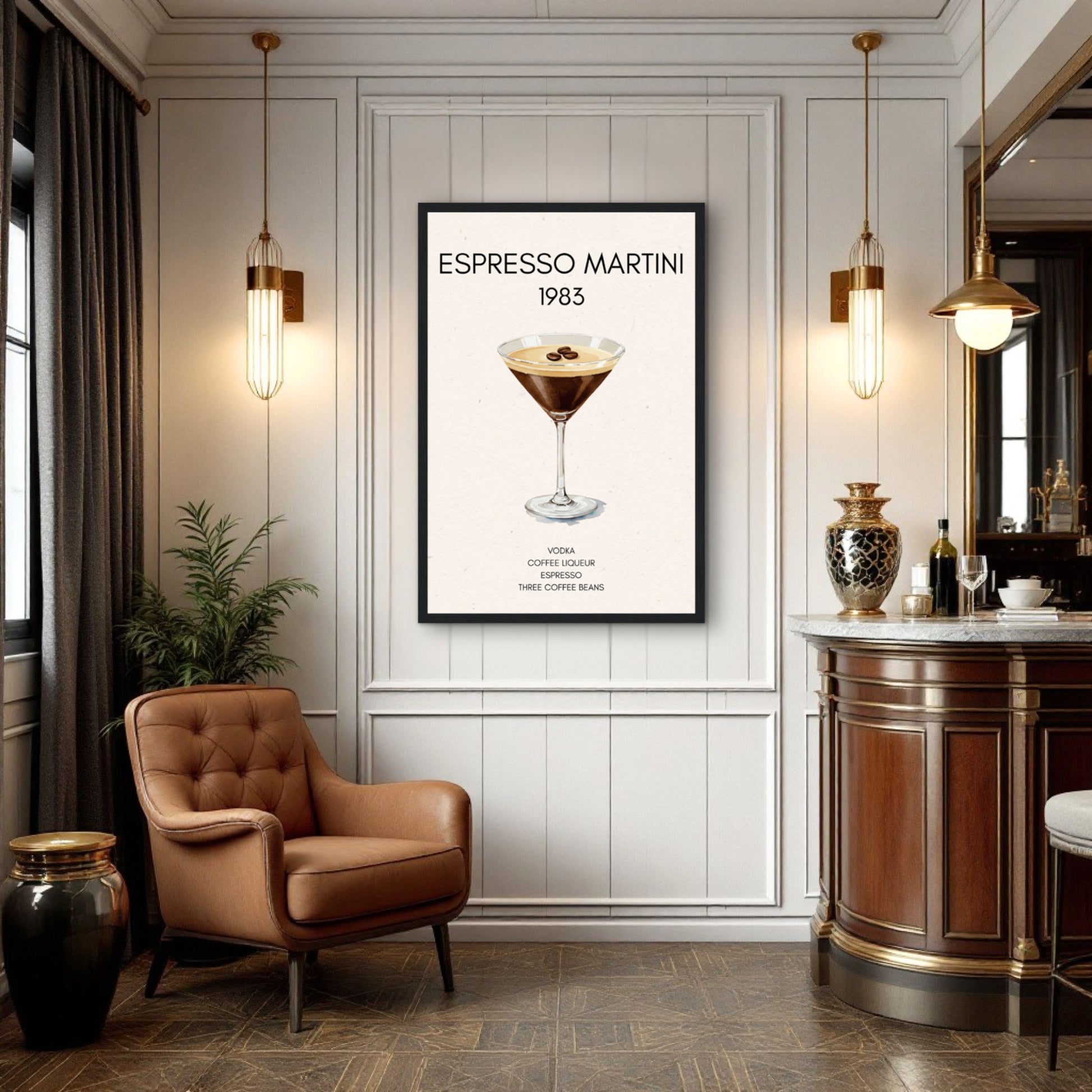 Espresso Martini Cocktail Bar Poster Print Black Wood Frame 30x45 cm 12x18″ Museum-Quality Matte Paper Wooden Framed Poster