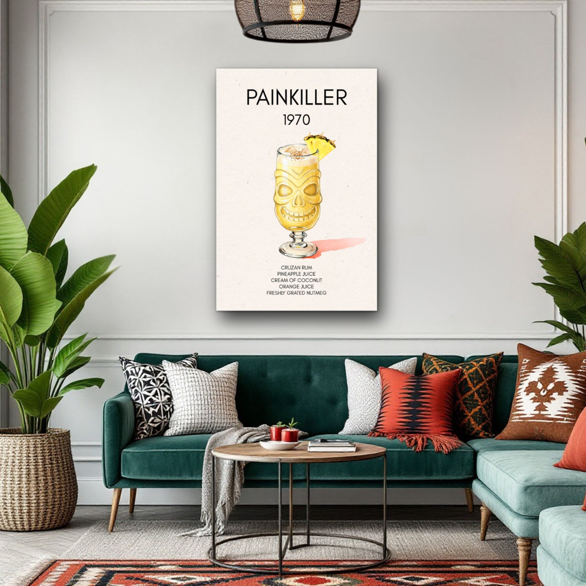 Painkiller Cocktail Bar Art Poster Print Light Wood Frame 60x90 cm 24x36″ Museum-Quality Matte Paper Wooden Framed Poster