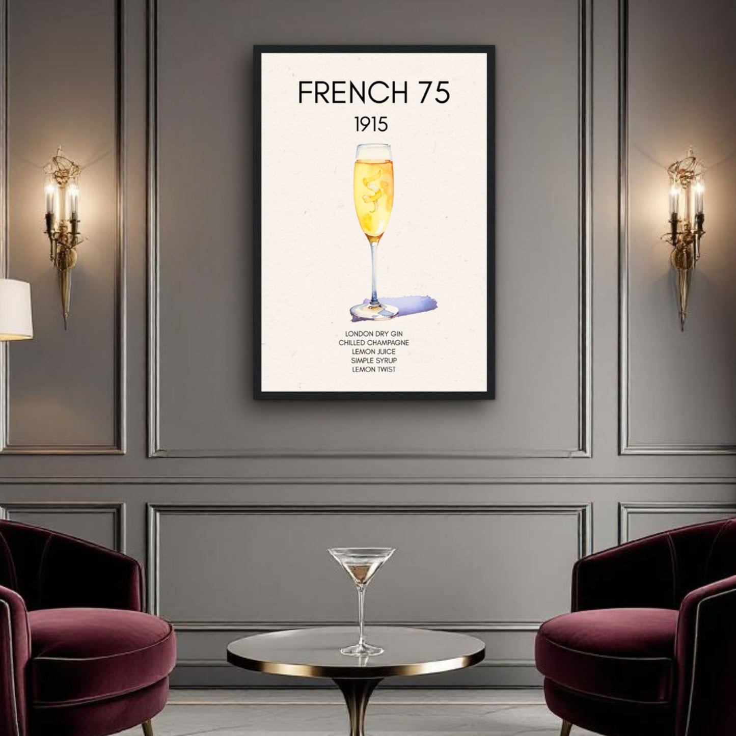 French 75 Cocktail Art Print
