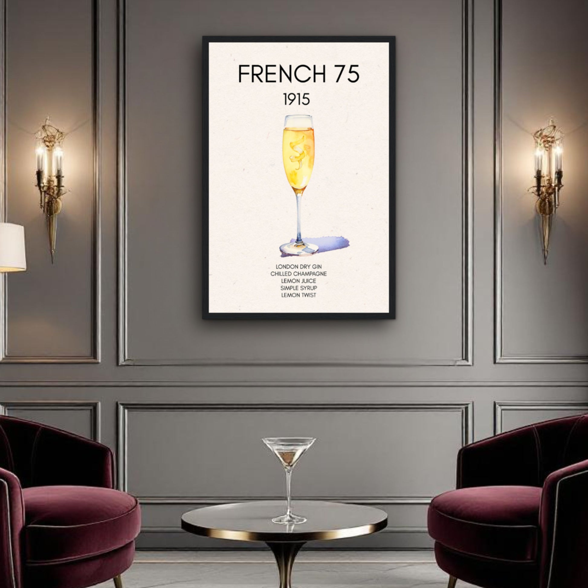 French 75 Cocktail Art Print