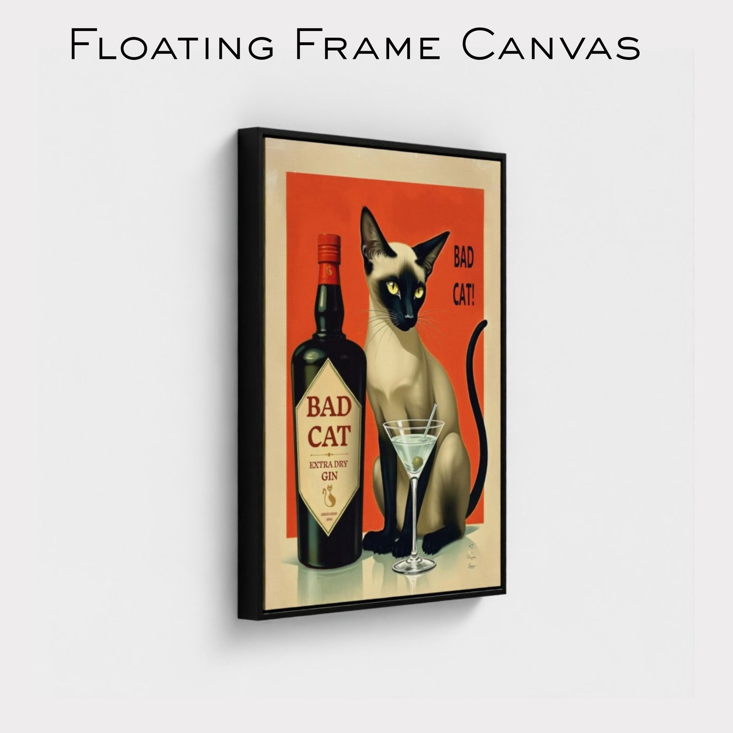 Siamese Cat Gin Martini Cocktail Art Print