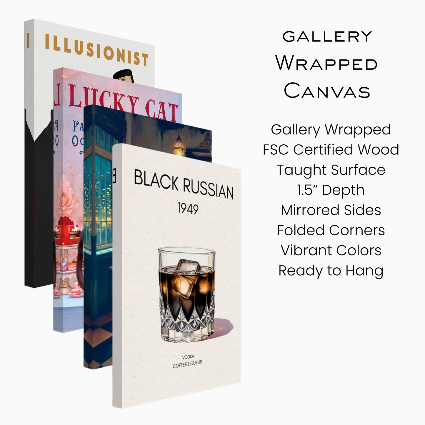 Black Russian Cocktail Bar Art Poster Print Light Wood Frame 60x90 cm 24x36″ Framed Canvas