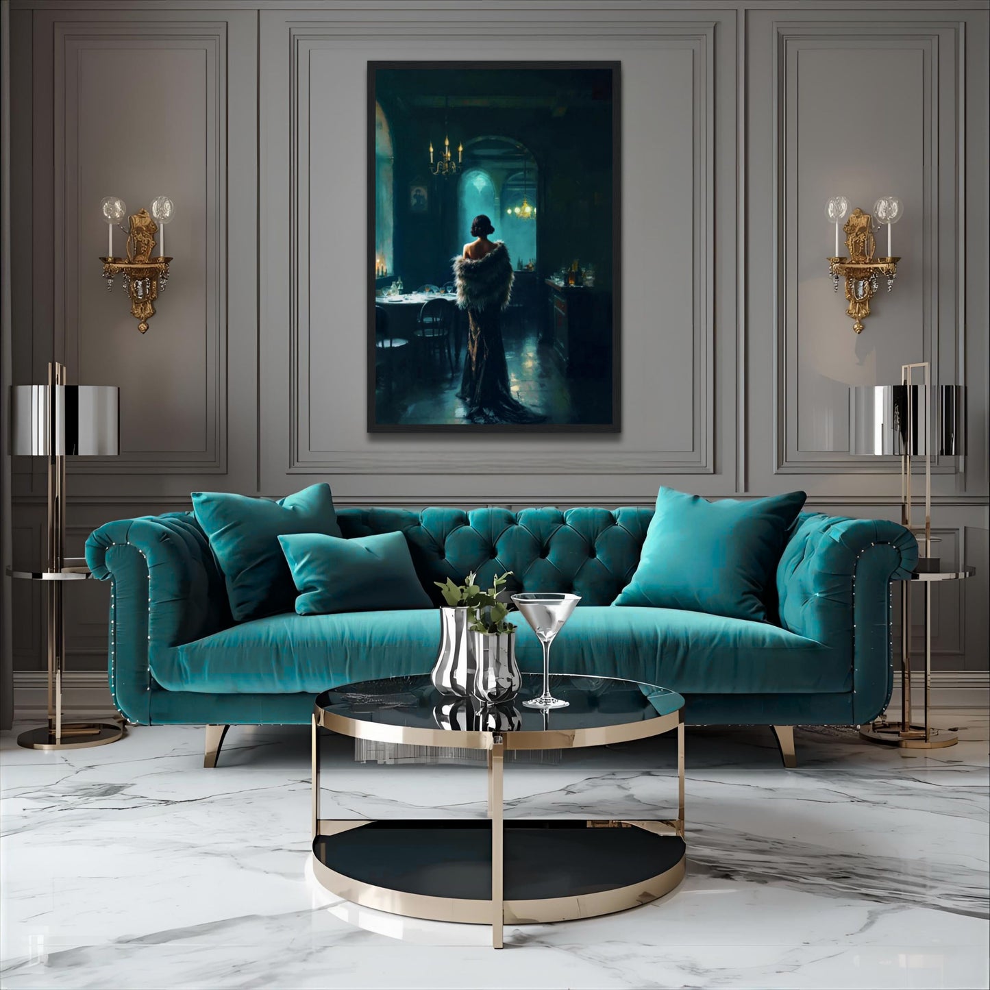 Moody Speakeasy Flapper Bar Art Print