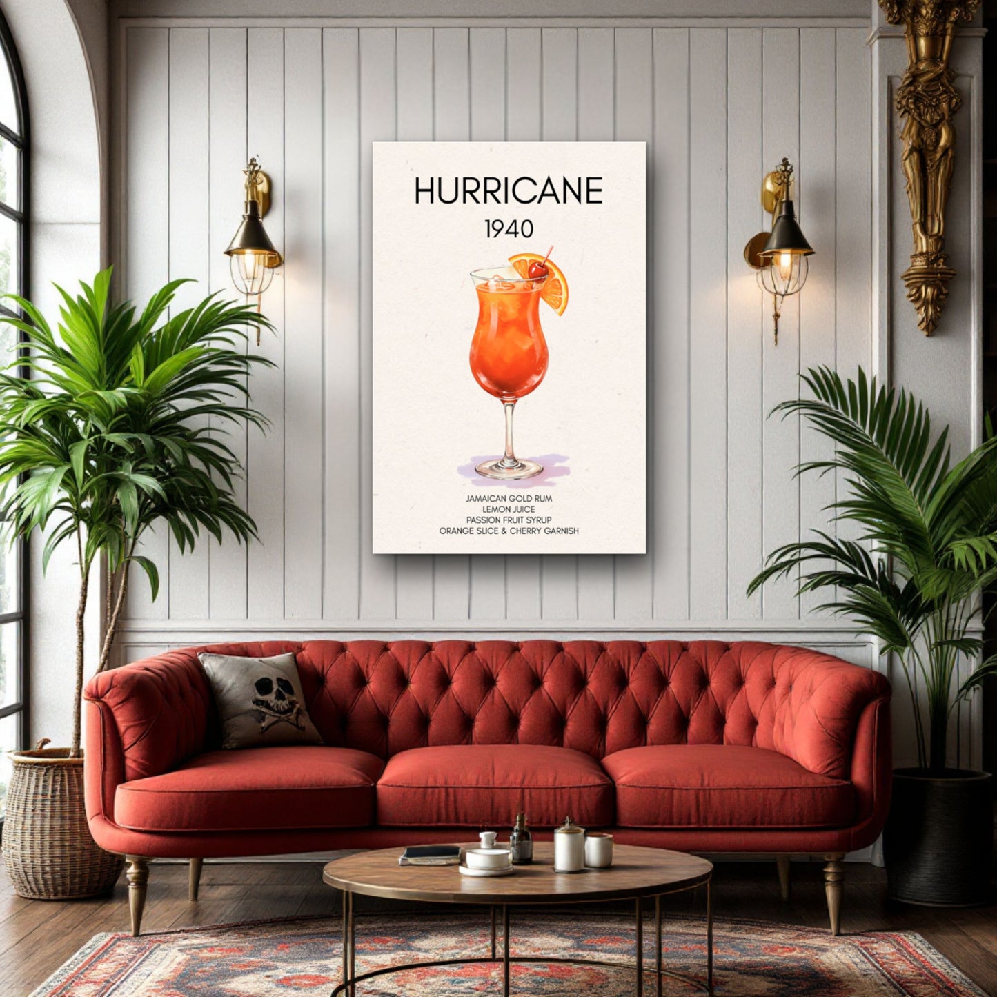 Hurricane Cocktail Bar Poster Print Black Wood Frame 30x45 cm 12x18″ Framed Canvas