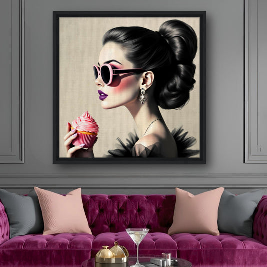 Retro Fashion Model Glam Cupcake Art Print