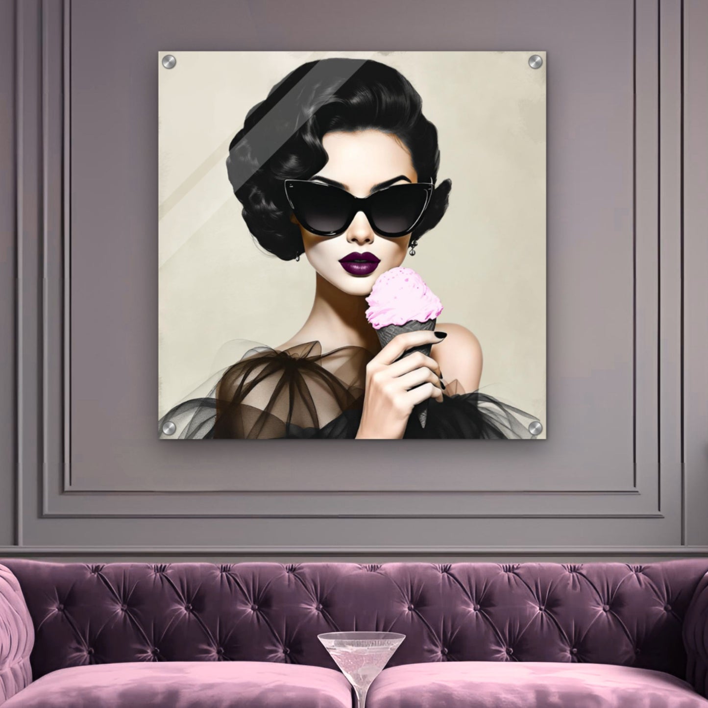 Retro Fashion Model Ice Cream Art Print