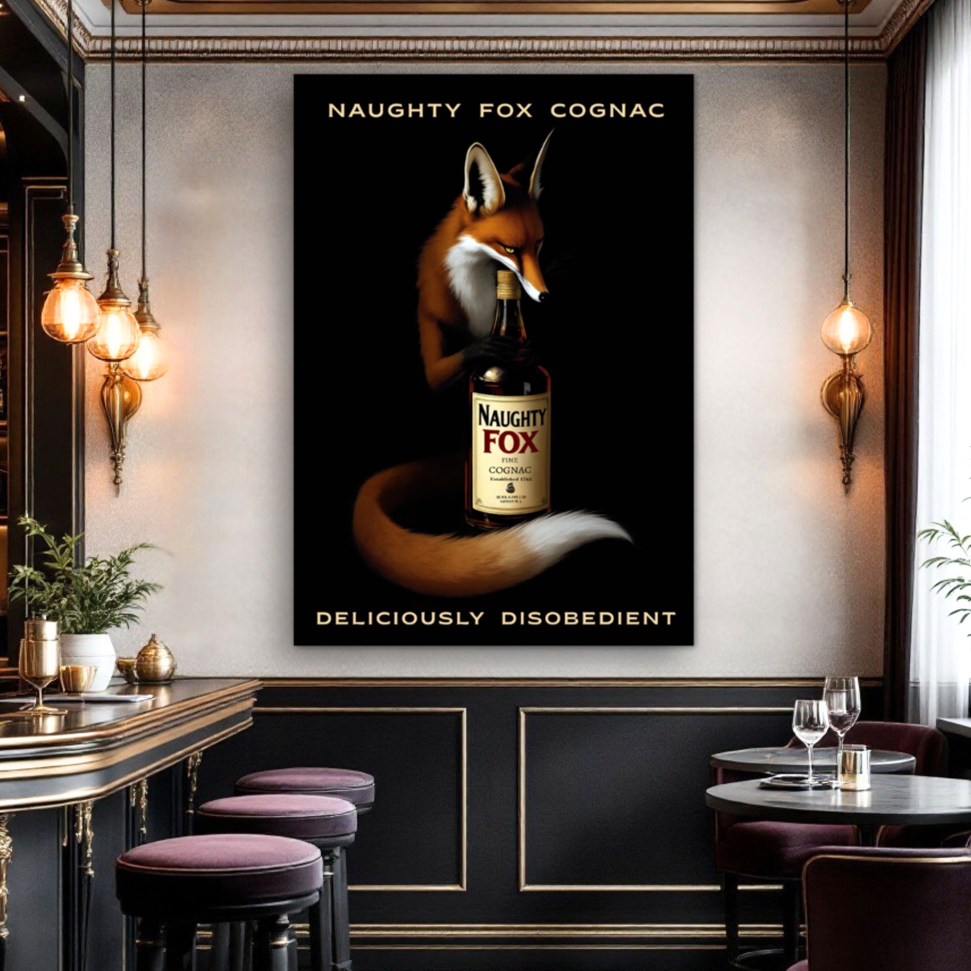 Fox Cognac Cocktail Bar Art Print