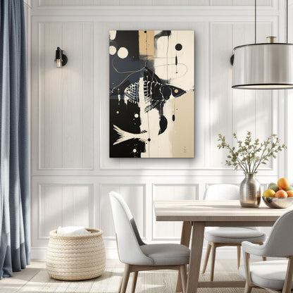 Abstract Fish Art Poster Print – Framed Modern Neutral Wall Décor