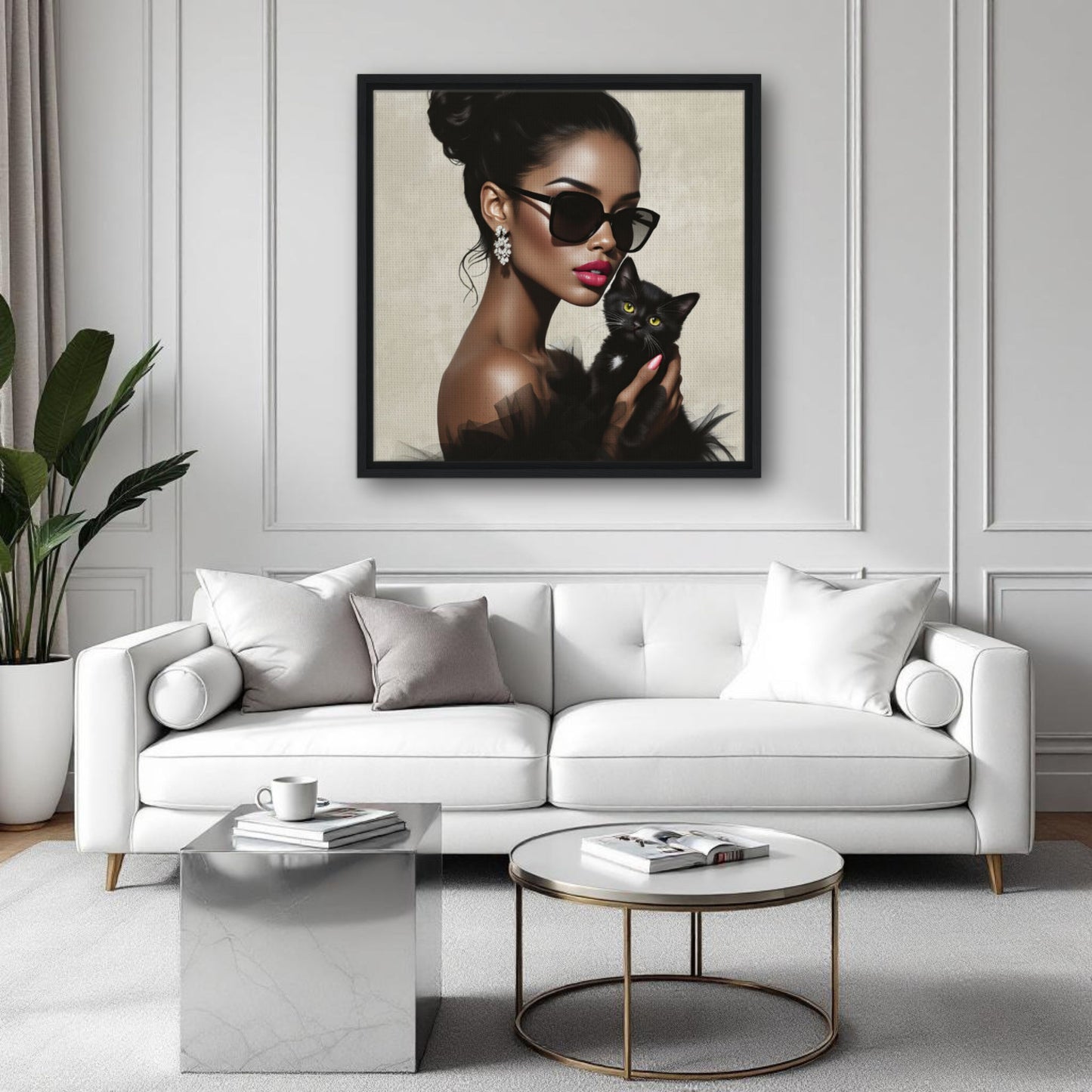 Retro Glam Fashion Model Kitten Art Print