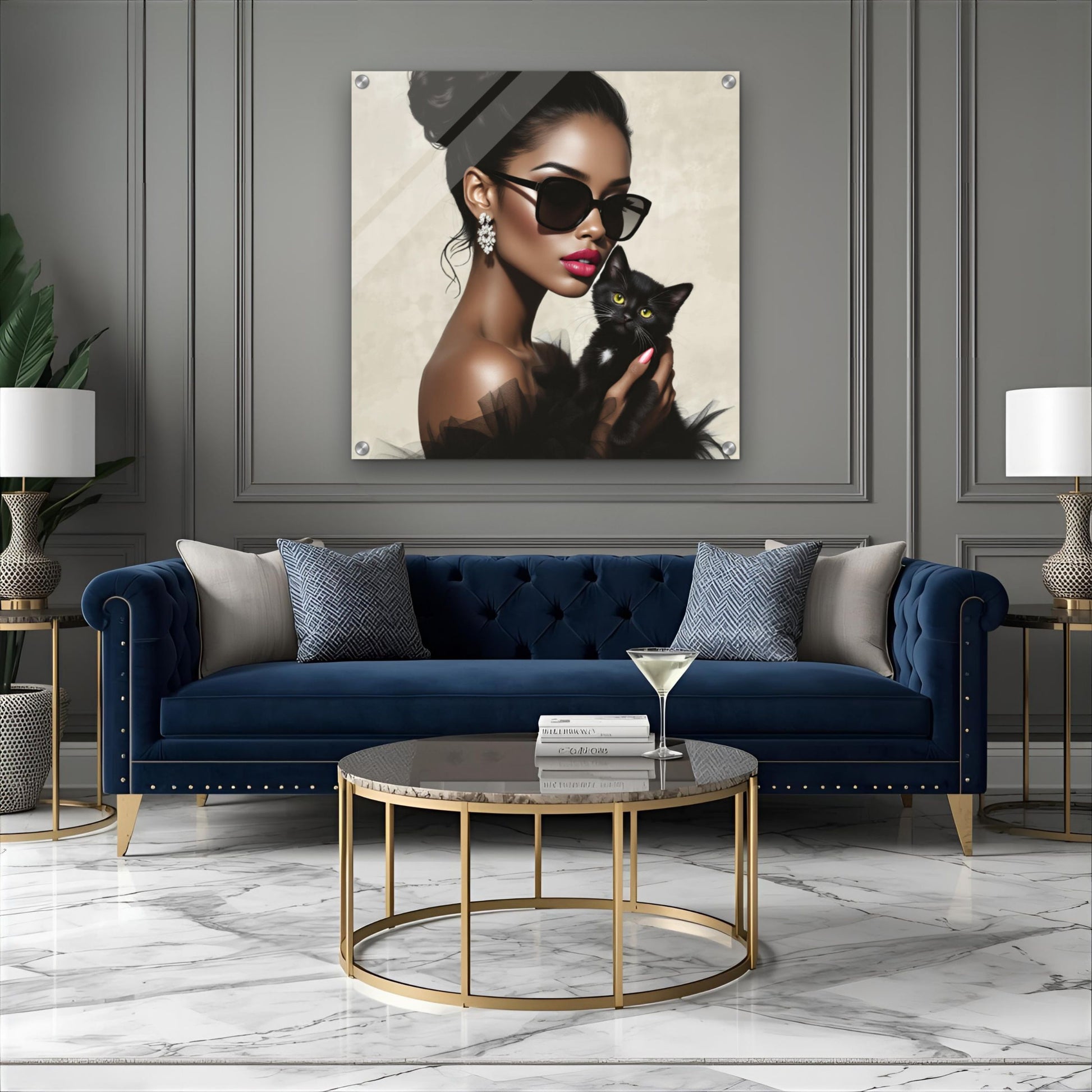 Retro Glam Fashion Model Kitten Art Print