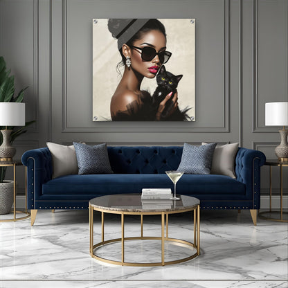 Retro Glam Fashion Model Kitten Art Print