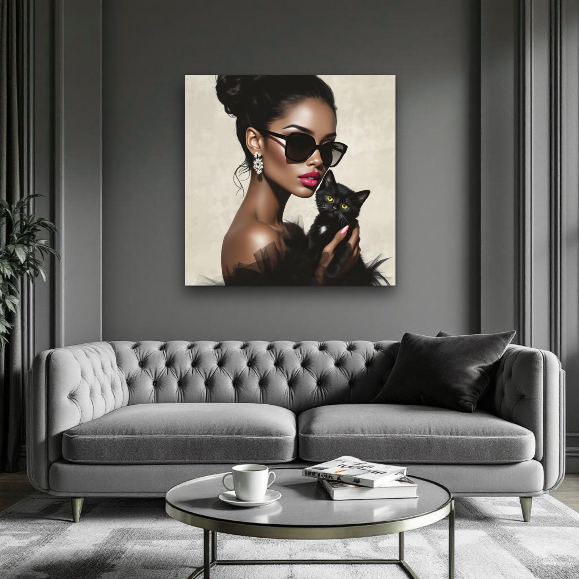 Retro Glam Fashion Model Kitten Art Print