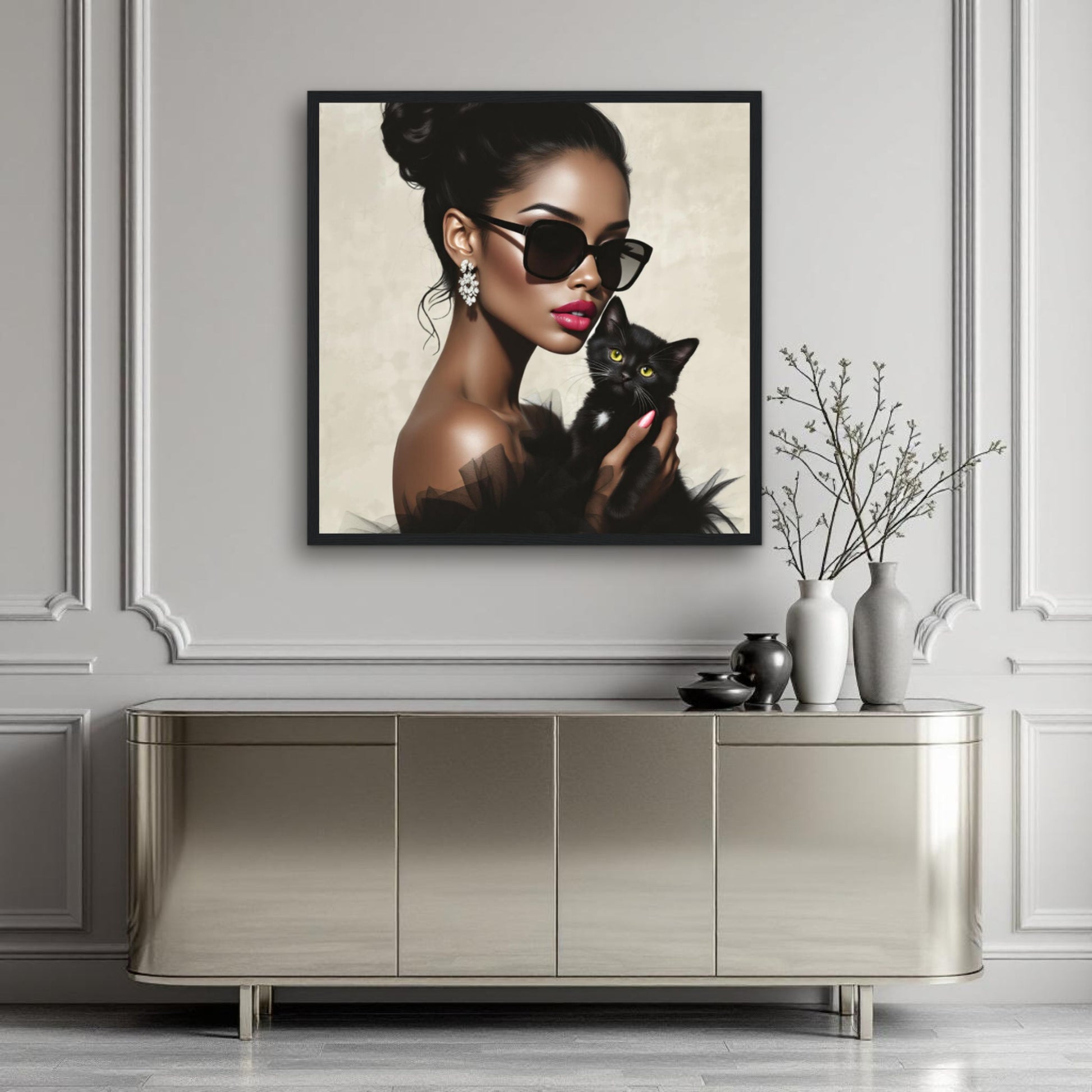 Retro Glam Fashion Model Kitten Art Print