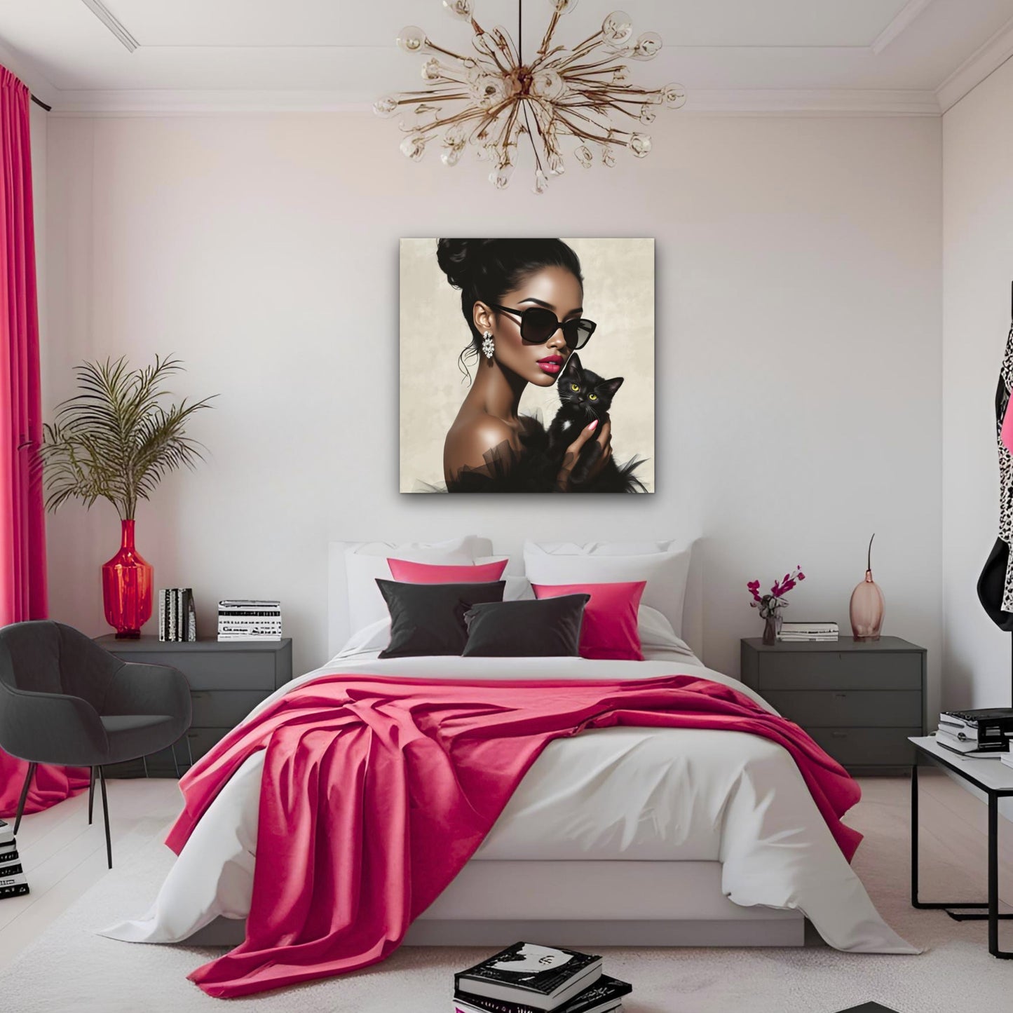 Retro Glam Fashion Model Kitten Art Print