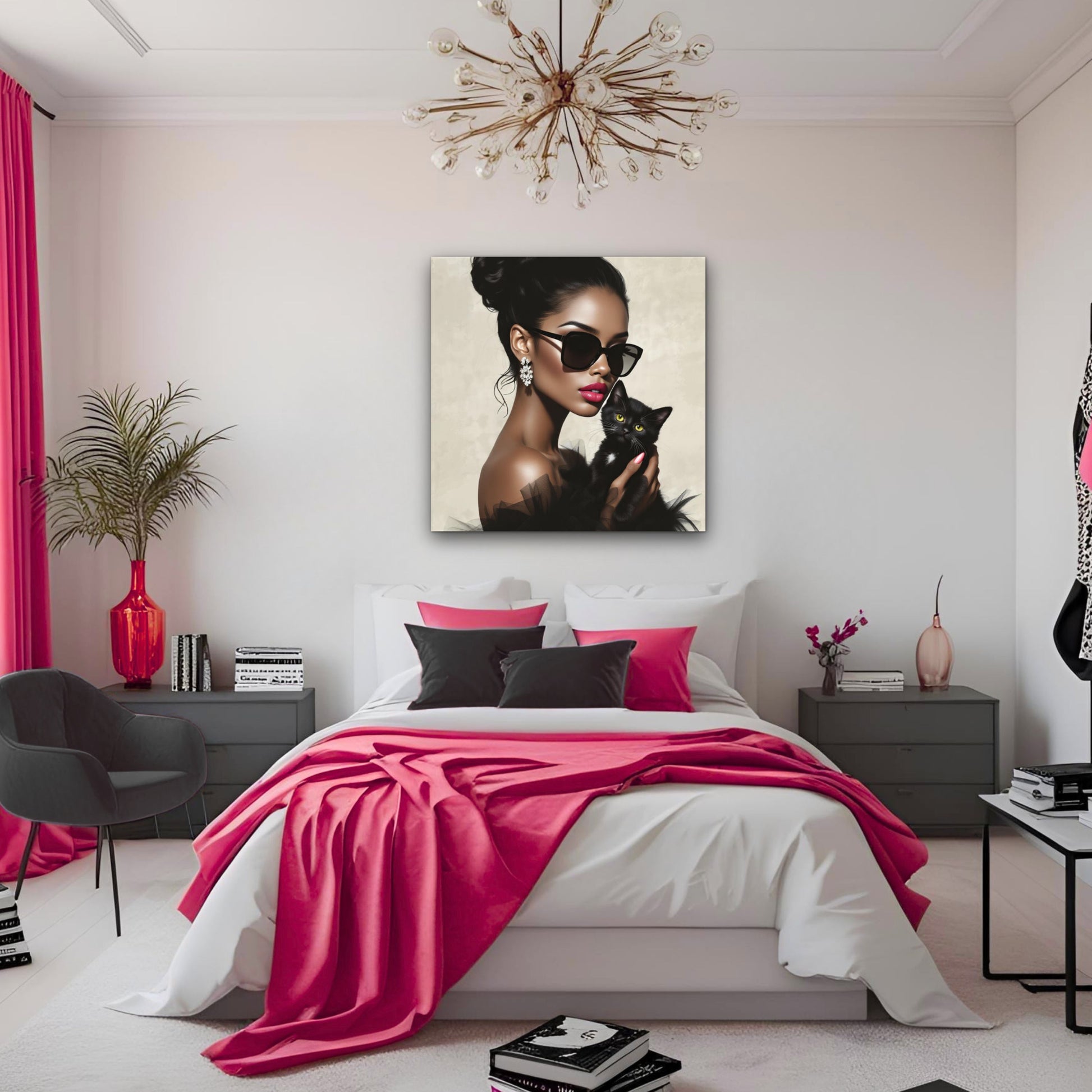 Retro Glam Fashion Model Kitten Art Print