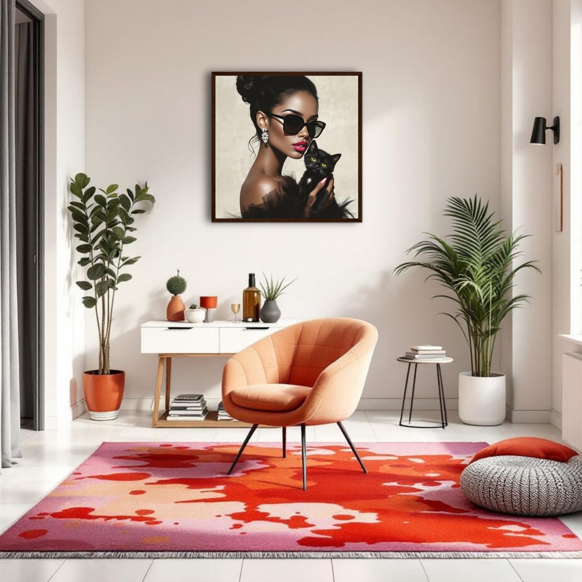 Retro Glam Fashion Model Kitten Art Print